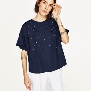 Zara Pearl Embellished Blouse